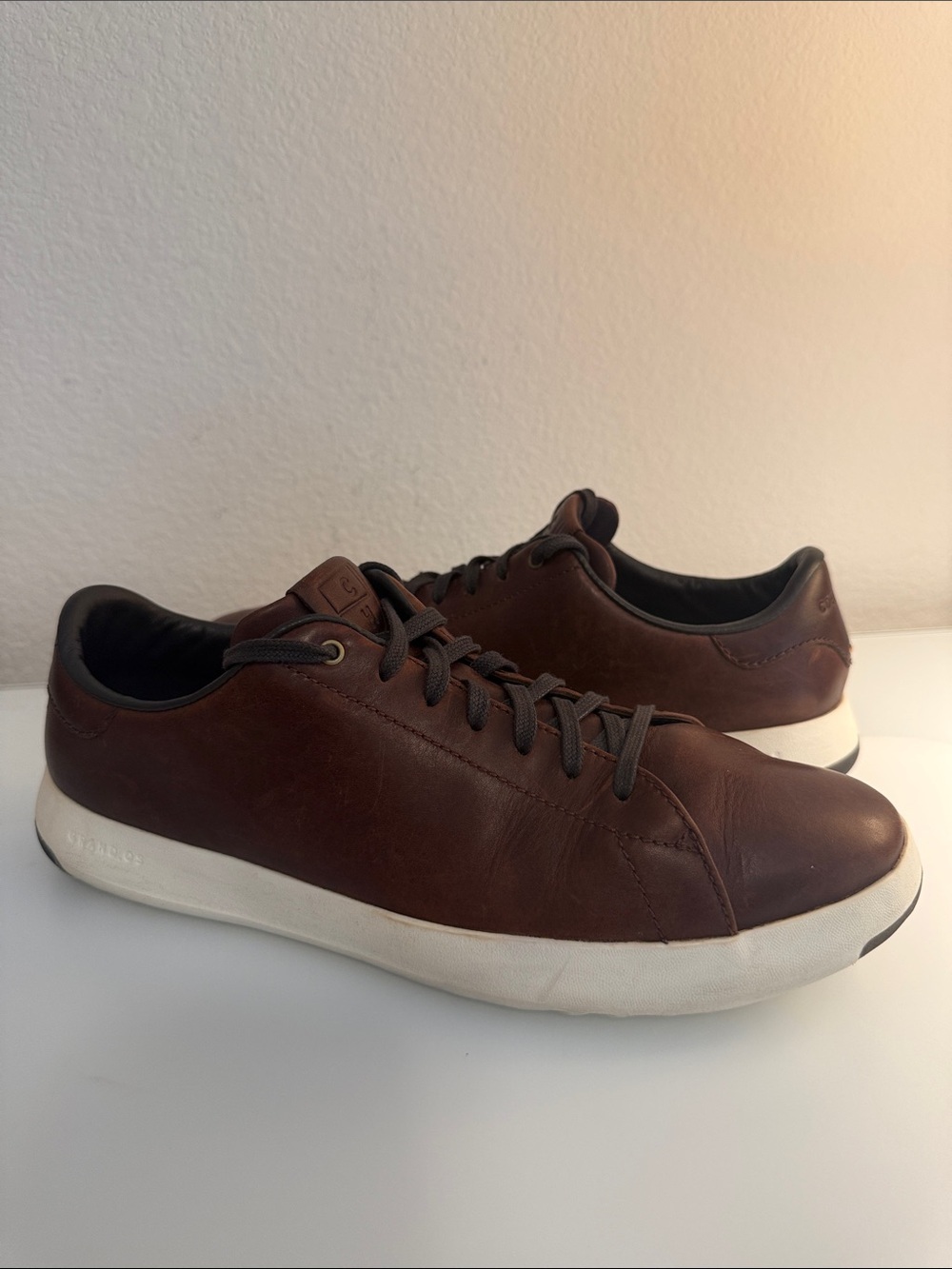 Cole Haan Men's Grand Pro Brown Leather Low-Top Sneakers Size 10.5